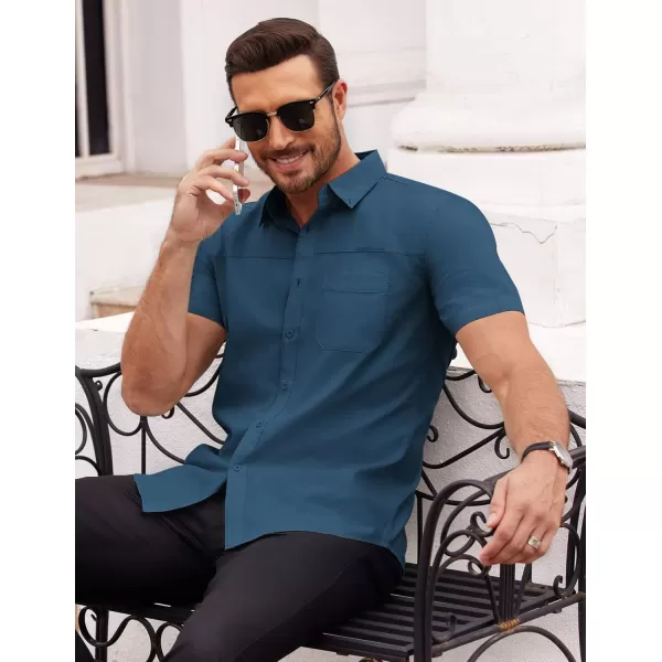 COOFANDY Men's Muscle Fit Dress Shirts Short Sleeve Cotton Casual Button Down Shirt with Pocket