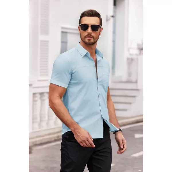 COOFANDY Men's Muscle Fit Dress Shirts Short Sleeve Cotton Casual Button Down Shirt with Pocket