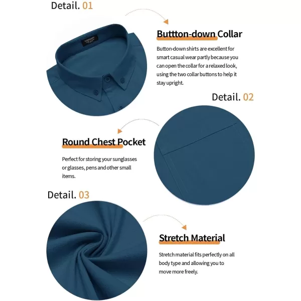 COOFANDY Men's Muscle Fit Dress Shirts Short Sleeve Cotton Casual Button Down Shirt with Pocket