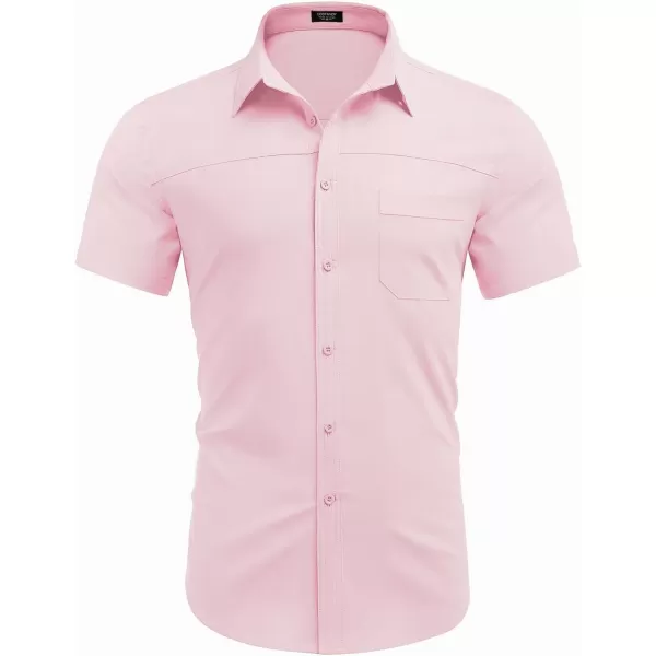 COOFANDY Men's Muscle Fit Dress Shirts Short Sleeve Cotton Casual Button Down Shirt with Pocket