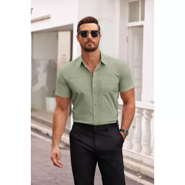 COOFANDY Men's Muscle Fit Dress Shirts Short Sleeve Cotton Casual Button Down Shirt with Pocket
