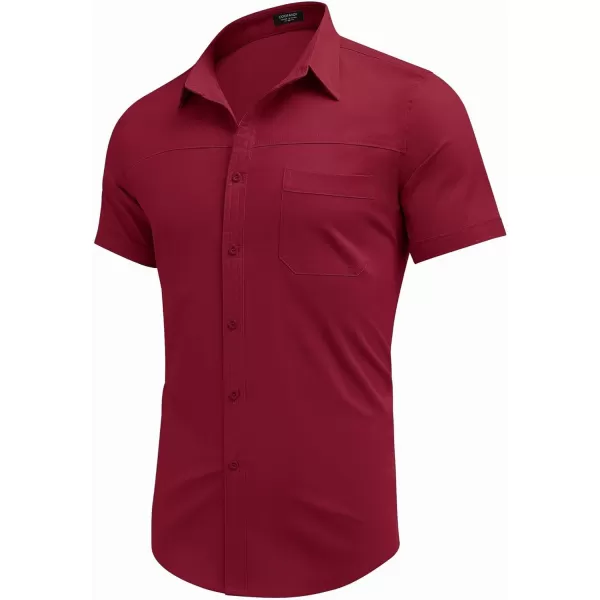 COOFANDY Men's Muscle Fit Dress Shirts Short Sleeve Cotton Casual Button Down Shirt with Pocket
