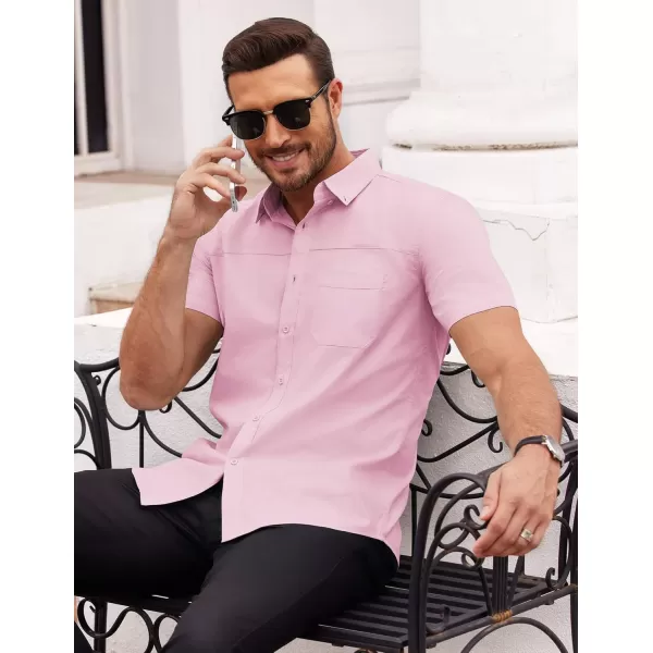 COOFANDY Men's Muscle Fit Dress Shirts Short Sleeve Cotton Casual Button Down Shirt with Pocket
