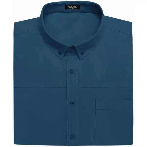 COOFANDY Men's Muscle Fit Dress Shirts Short Sleeve Cotton Casual Button Down Shirt with Pocket