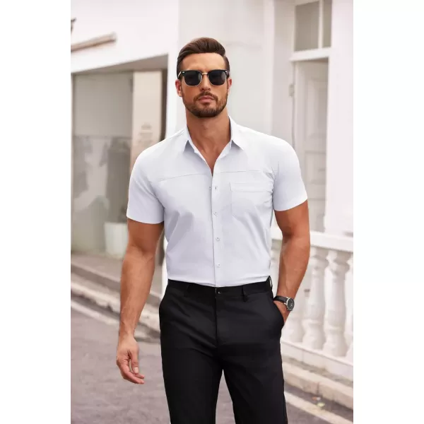 COOFANDY Men's Muscle Fit Dress Shirts Short Sleeve Cotton Casual Button Down Shirt with Pocket