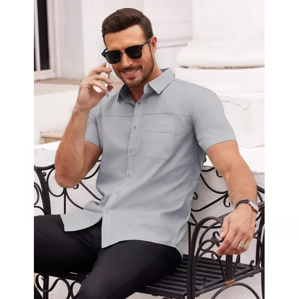 COOFANDY Men's Muscle Fit Dress Shirts Short Sleeve Cotton Casual Button Down Shirt with Pocket