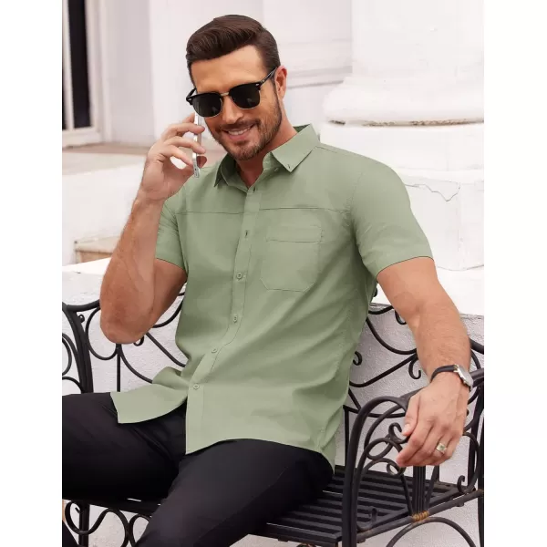 COOFANDY Men's Muscle Fit Dress Shirts Short Sleeve Cotton Casual Button Down Shirt with Pocket