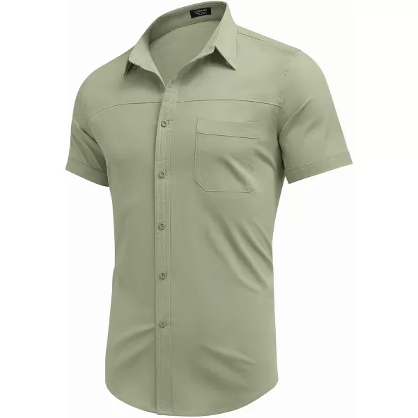 COOFANDY Men's Muscle Fit Dress Shirts Short Sleeve Cotton Casual Button Down Shirt with Pocket
