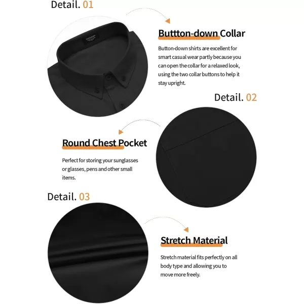 COOFANDY Men's Muscle Fit Dress Shirts Short Sleeve Cotton Casual Button Down Shirt with Pocket