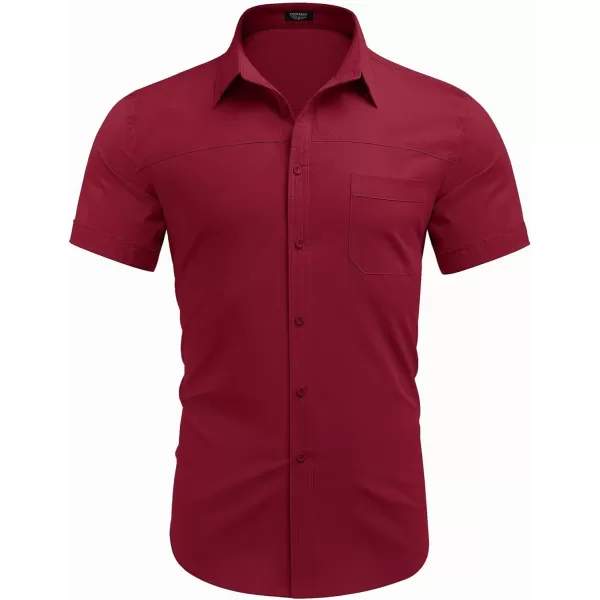 COOFANDY Men's Muscle Fit Dress Shirts Short Sleeve Cotton Casual Button Down Shirt with Pocket