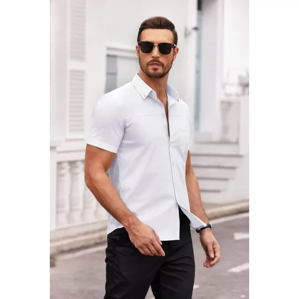 COOFANDY Men's Muscle Fit Dress Shirts Short Sleeve Cotton Casual Button Down Shirt with Pocket
