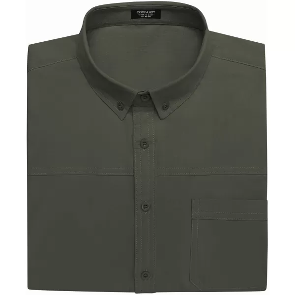 COOFANDY Men's Muscle Fit Dress Shirts Short Sleeve Cotton Casual Button Down Shirt with Pocket