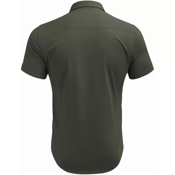 COOFANDY Men's Muscle Fit Dress Shirts Short Sleeve Cotton Casual Button Down Shirt with Pocket