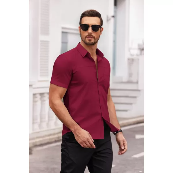 COOFANDY Men's Muscle Fit Dress Shirts Short Sleeve Cotton Casual Button Down Shirt with Pocket