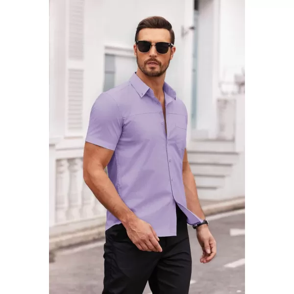 COOFANDY Men's Muscle Fit Dress Shirts Short Sleeve Cotton Casual Button Down Shirt with Pocket