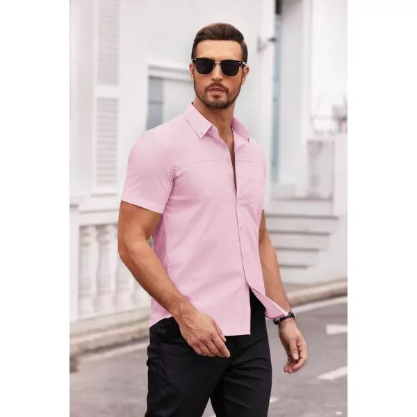 COOFANDY Men's Muscle Fit Dress Shirts Short Sleeve Cotton Casual Button Down Shirt with Pocket