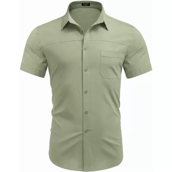 COOFANDY Men's Muscle Fit Dress Shirts Short Sleeve Cotton Casual Button Down Shirt with Pocket