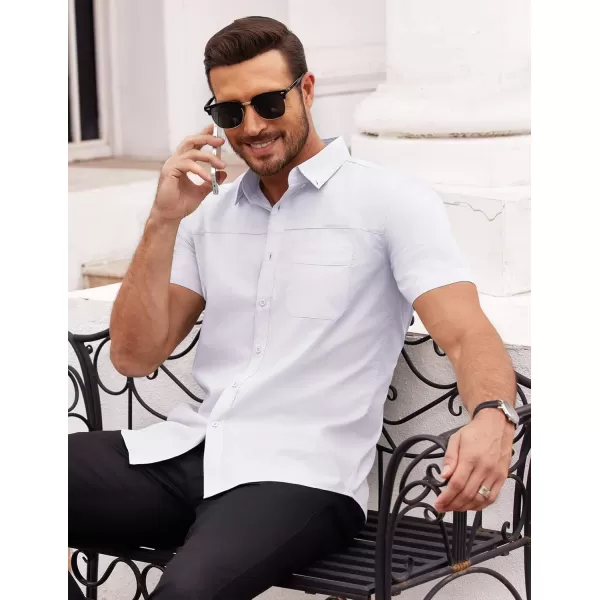 COOFANDY Men's Muscle Fit Dress Shirts Short Sleeve Cotton Casual Button Down Shirt with Pocket