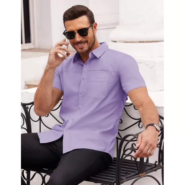 COOFANDY Men's Muscle Fit Dress Shirts Short Sleeve Cotton Casual Button Down Shirt with Pocket