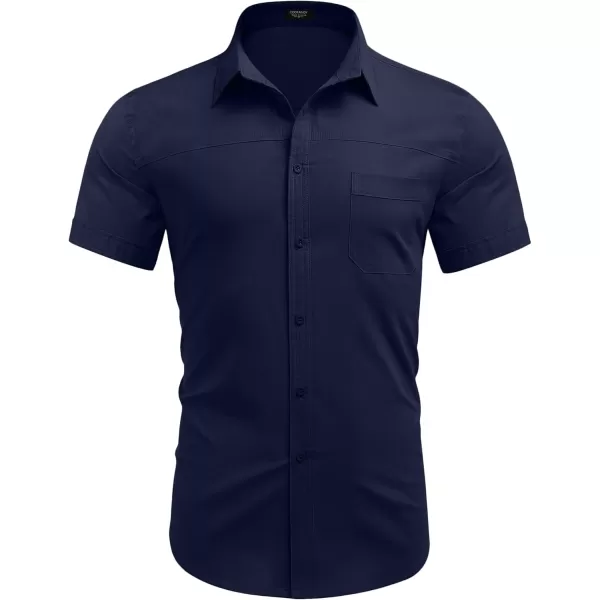COOFANDY Men's Muscle Fit Dress Shirts Short Sleeve Cotton Casual Button Down Shirt with Pocket