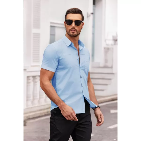 COOFANDY Men's Muscle Fit Dress Shirts Short Sleeve Cotton Casual Button Down Shirt with Pocket