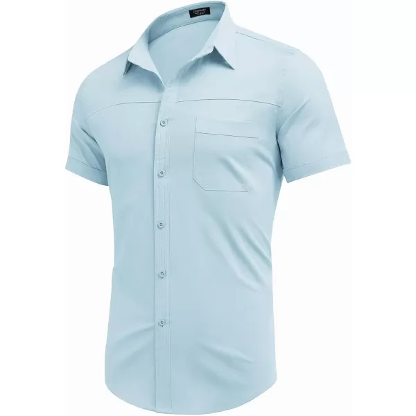 COOFANDY Men's Muscle Fit Dress Shirts Short Sleeve Cotton Casual Button Down Shirt with Pocket