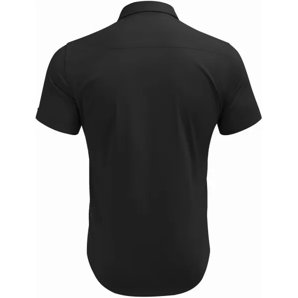COOFANDY Men's Muscle Fit Dress Shirts Short Sleeve Cotton Casual Button Down Shirt with Pocket