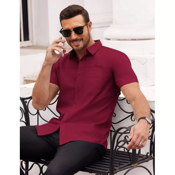 COOFANDY Men's Muscle Fit Dress Shirts Short Sleeve Cotton Casual Button Down Shirt with Pocket