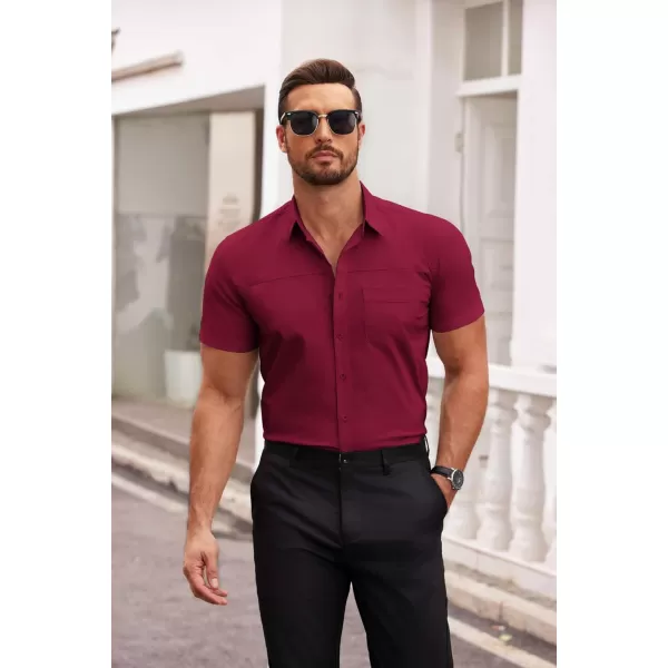 COOFANDY Men's Muscle Fit Dress Shirts Short Sleeve Cotton Casual Button Down Shirt with Pocket
