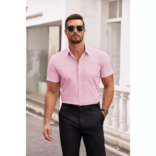 COOFANDY Men's Muscle Fit Dress Shirts Short Sleeve Cotton Casual Button Down Shirt with Pocket