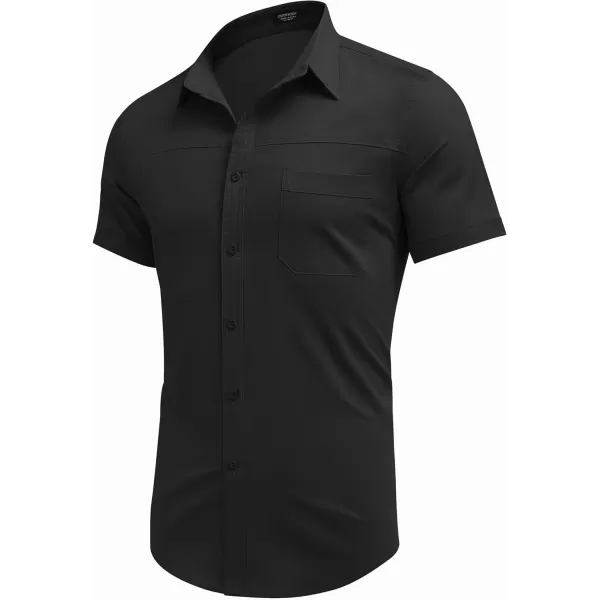 COOFANDY Men's Muscle Fit Dress Shirts Short Sleeve Cotton Casual Button Down Shirt with Pocket