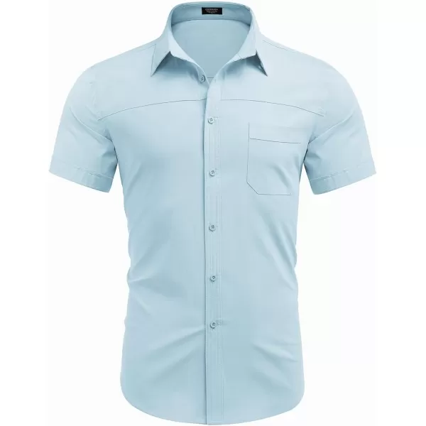 COOFANDY Men's Muscle Fit Dress Shirts Short Sleeve Cotton Casual Button Down Shirt with Pocket