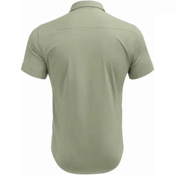 COOFANDY Men's Muscle Fit Dress Shirts Short Sleeve Cotton Casual Button Down Shirt with Pocket