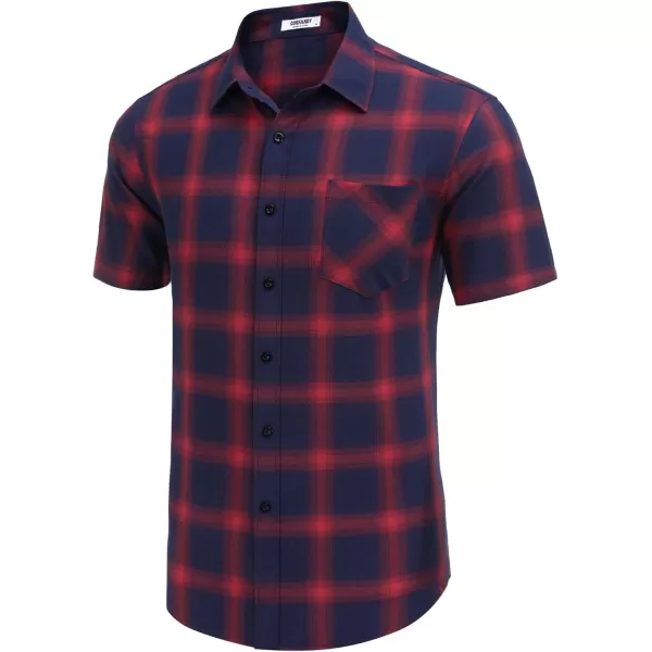 COOFANDY Men's Short Sleeve Button Down Shirt Plaid Shirt Regular Fit Button Up Shirts
