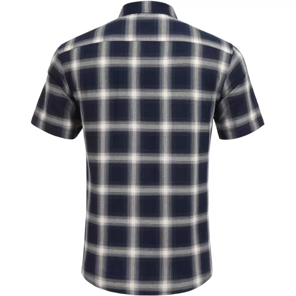 COOFANDY Men's Short Sleeve Button Down Shirt Plaid Shirt Regular Fit Button Up Shirts