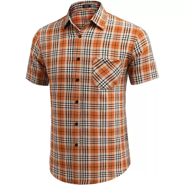 COOFANDY Men's Short Sleeve Button Down Shirt Plaid Shirt Regular Fit Button Up Shirts