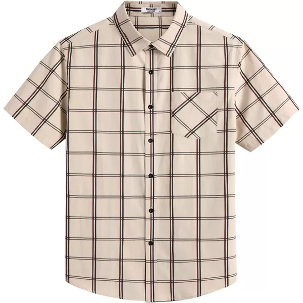 COOFANDY Men's Short Sleeve Button Down Shirt Plaid Shirt Regular Fit Button Up Shirts