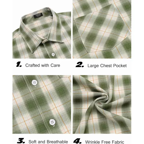 COOFANDY Men's Short Sleeve Button Down Shirt Plaid Shirt Regular Fit Button Up Shirts