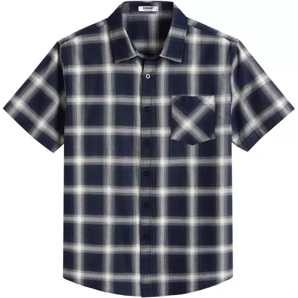 COOFANDY Men's Short Sleeve Button Down Shirt Plaid Shirt Regular Fit Button Up Shirts
