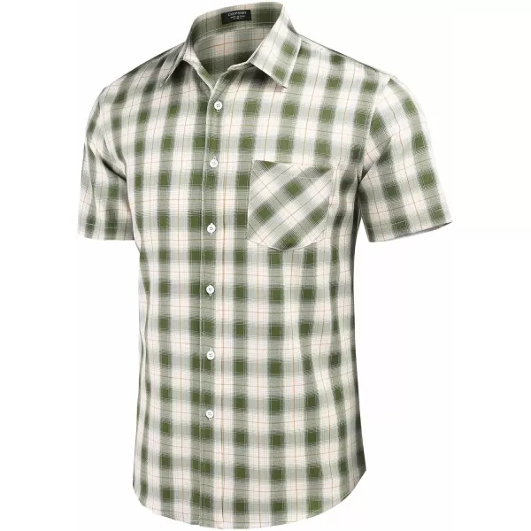 COOFANDY Men's Short Sleeve Button Down Shirt Plaid Shirt Regular Fit Button Up Shirts