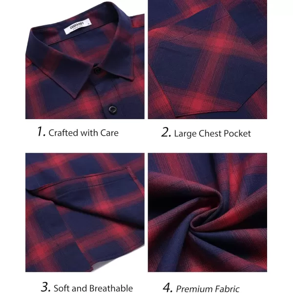 COOFANDY Men's Short Sleeve Button Down Shirt Plaid Shirt Regular Fit Button Up Shirts