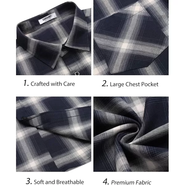 COOFANDY Men's Short Sleeve Button Down Shirt Plaid Shirt Regular Fit Button Up Shirts