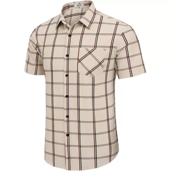 COOFANDY Men's Short Sleeve Button Down Shirt Plaid Shirt Regular Fit Button Up Shirts