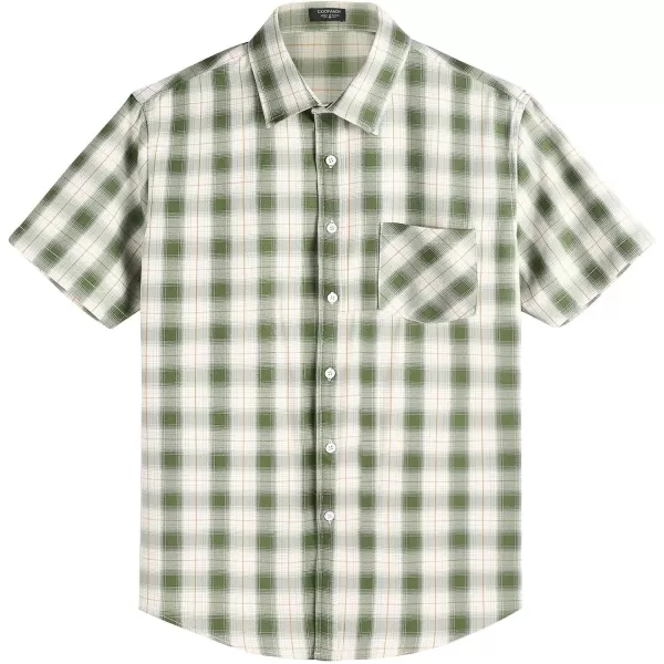 COOFANDY Men's Short Sleeve Button Down Shirt Plaid Shirt Regular Fit Button Up Shirts