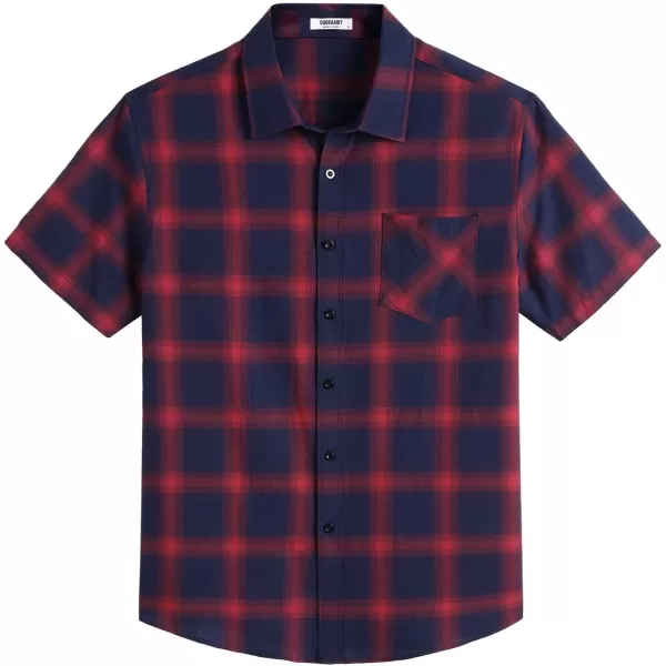 COOFANDY Men's Short Sleeve Button Down Shirt Plaid Shirt Regular Fit Button Up Shirts