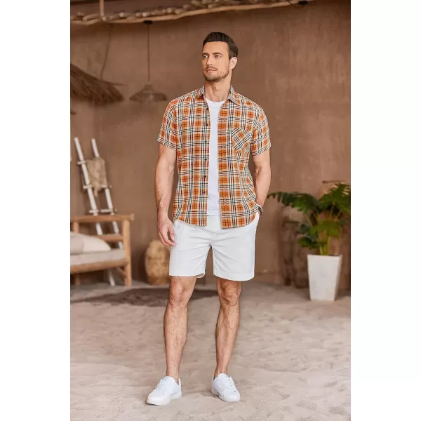 COOFANDY Men's Short Sleeve Button Down Shirt Plaid Shirt Regular Fit Button Up Shirts