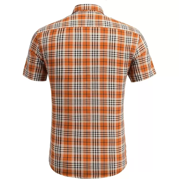 COOFANDY Men's Short Sleeve Button Down Shirt Plaid Shirt Regular Fit Button Up Shirts