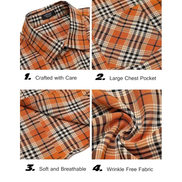 COOFANDY Men's Short Sleeve Button Down Shirt Plaid Shirt Regular Fit Button Up Shirts