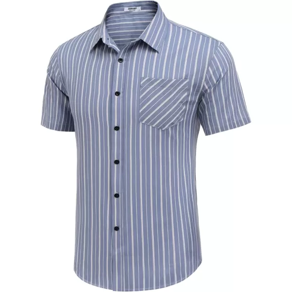 COOFANDY Men's Short Sleeve Button Down Shirt Plaid Shirt Regular Fit Button Up Shirts