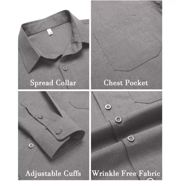 COOFANDY Men's Slim Fit Dress Shirts Long Sleeve Business Formal Shirt Wrinkle Free Button Down Shirts with Pocket